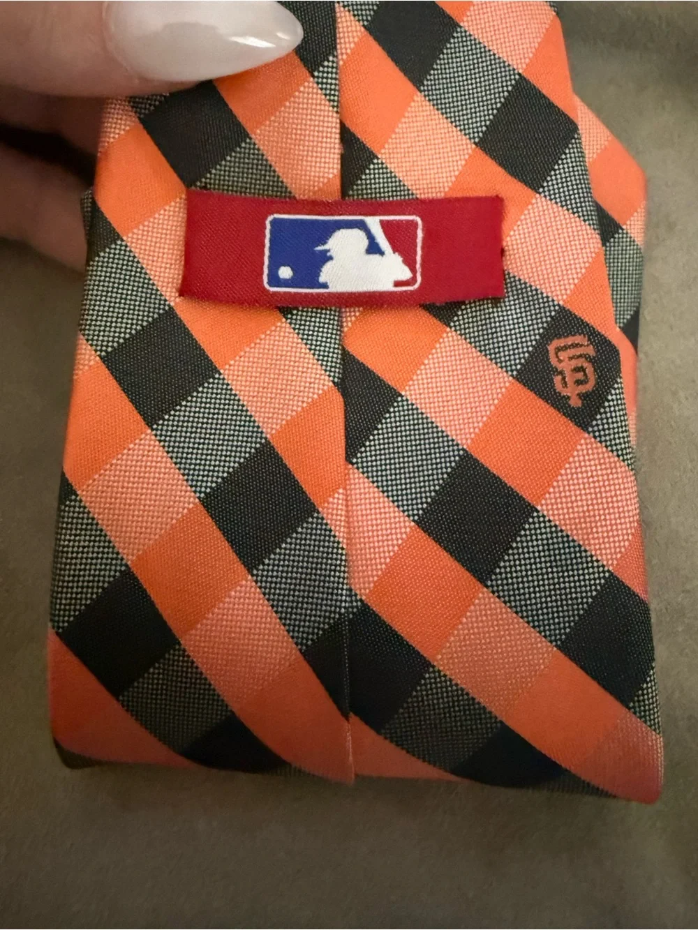 MLB San Francisco Giants Orange & Black Plaid Tie